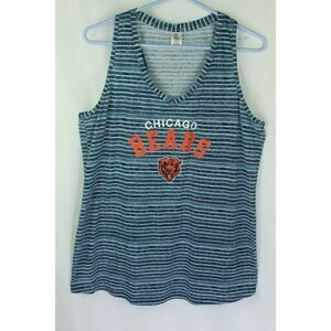 Chicago Bears Tank Top NFL Apparel V Neck Sleeveless Striped Womens Large
